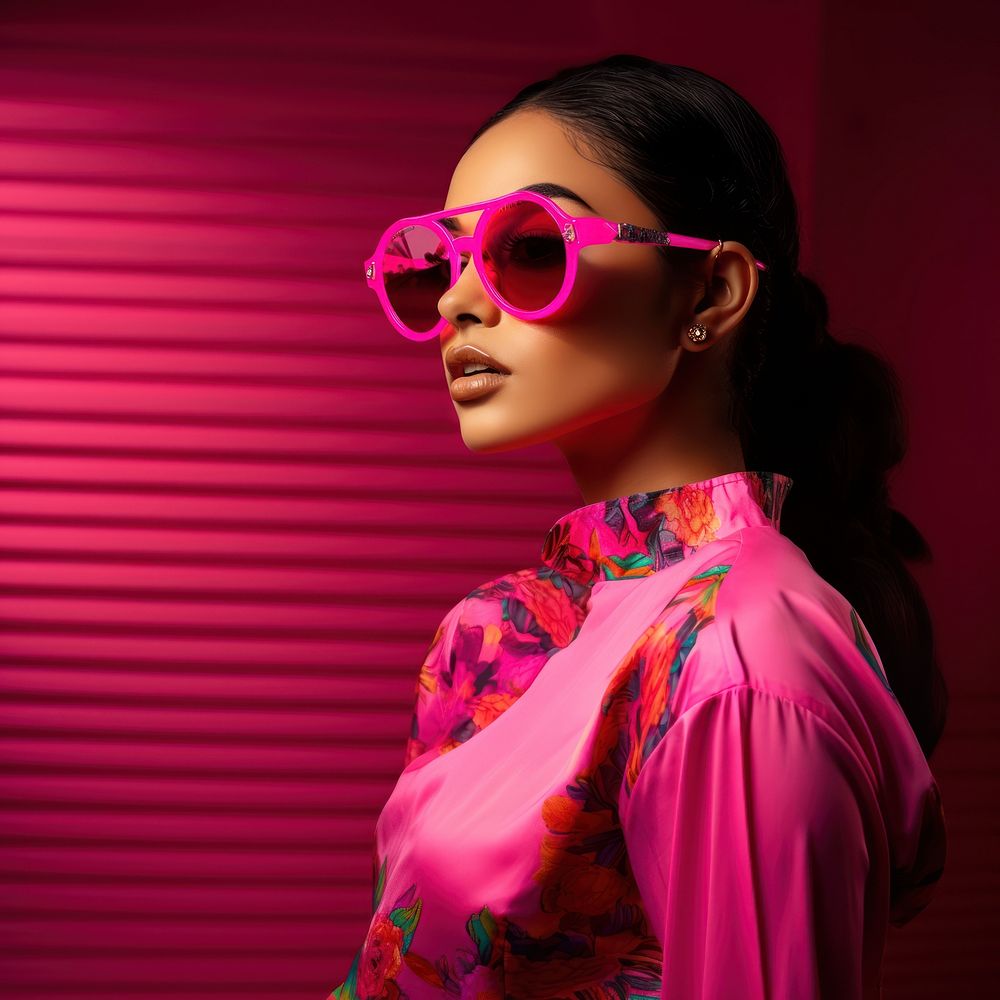 Woman in pink sunglasses, fashion photo. AI generated image by rawpixel.