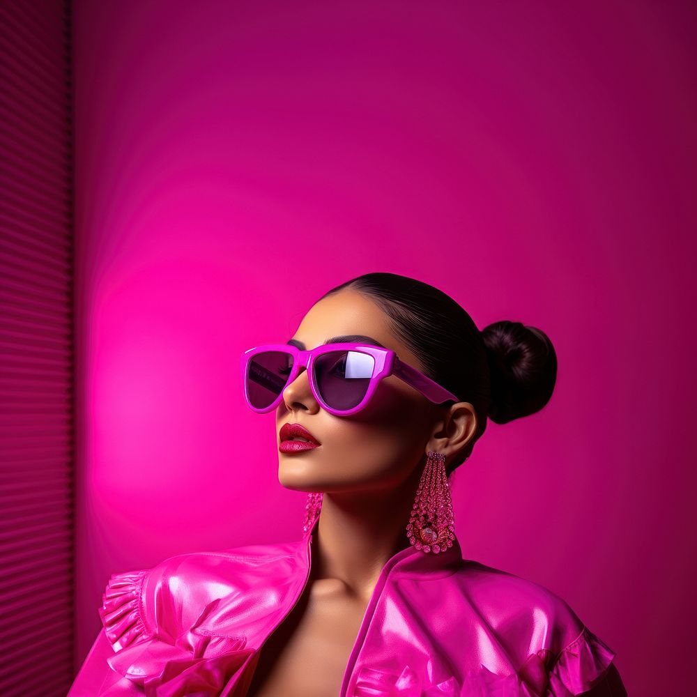 Woman in pink sunglasses, fashion photo. AI generated image by rawpixel.