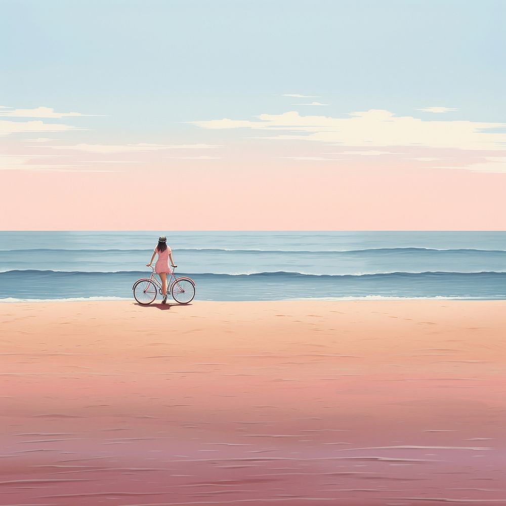 Bicycle beach outdoors cycling. AI generated Image by rawpixel.