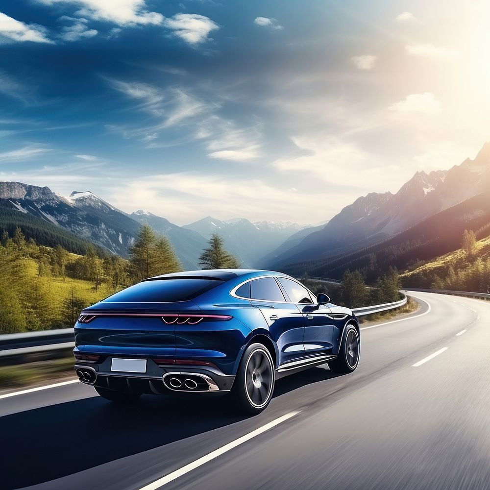 SUV coupe sport blue car. AI generated Image by rawpixel.