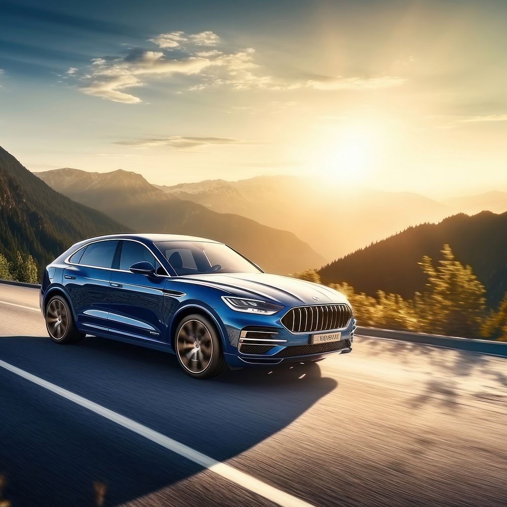 SUV coupe sport blue car. AI generated Image by rawpixel.