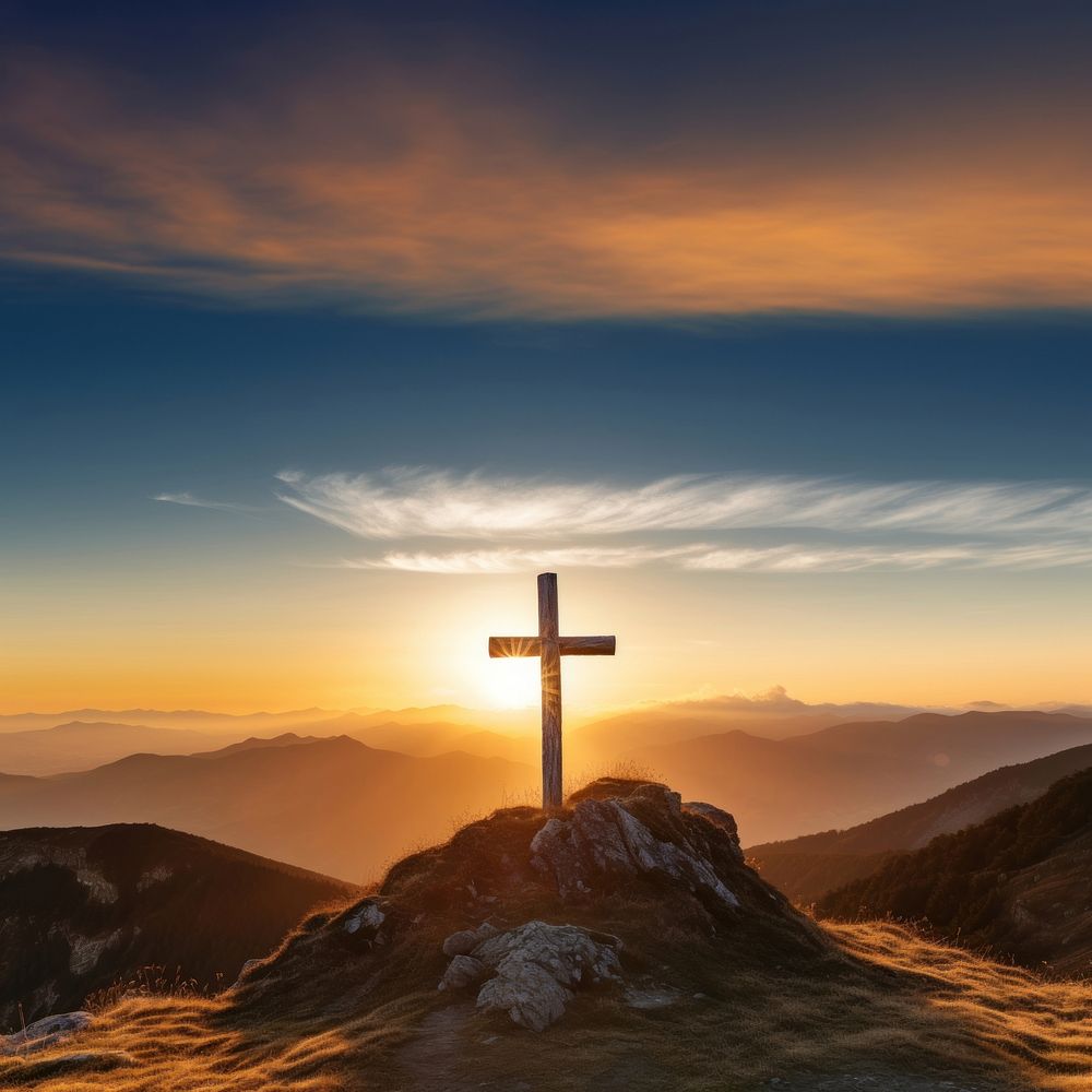 Christian cross landscape mountain outdoors. 