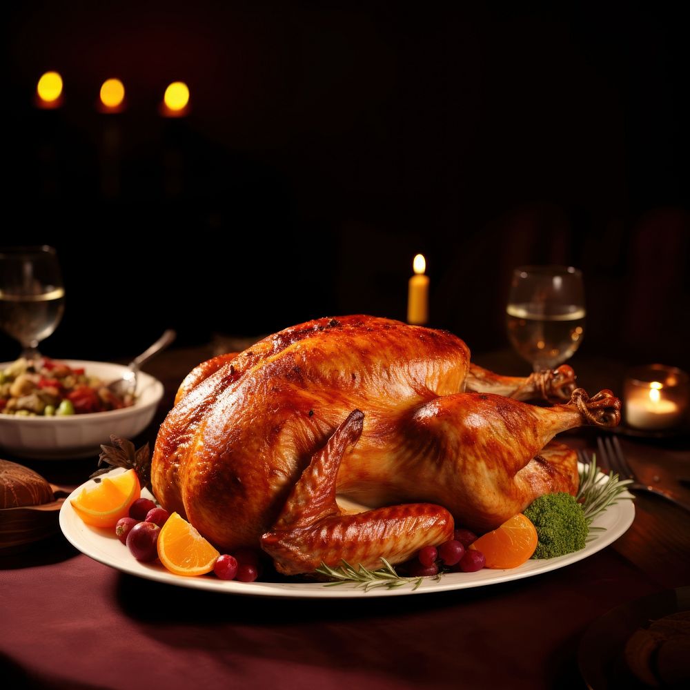 Roasted turkey thanksgiving dinner food meat meal. AI generated Image by rawpixel.