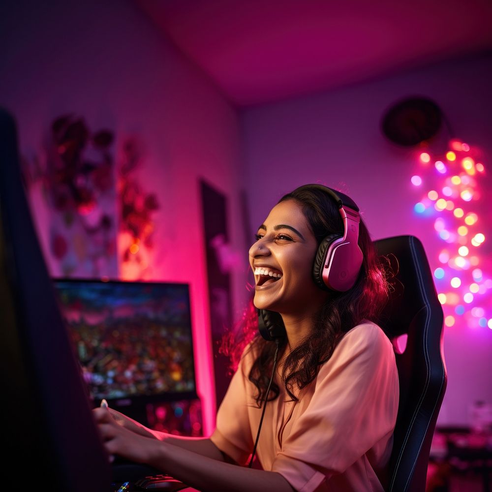 Woman streaming games. AI generated Image by rawpixel.