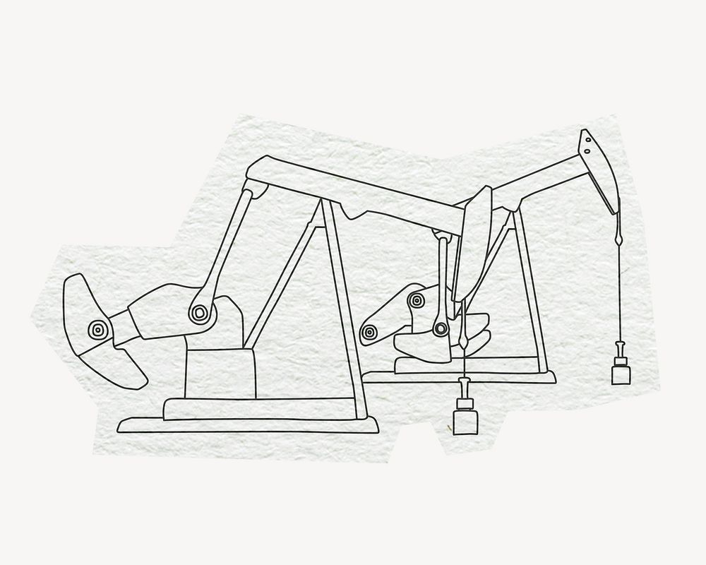 Horsehead pump, industry line art illustration