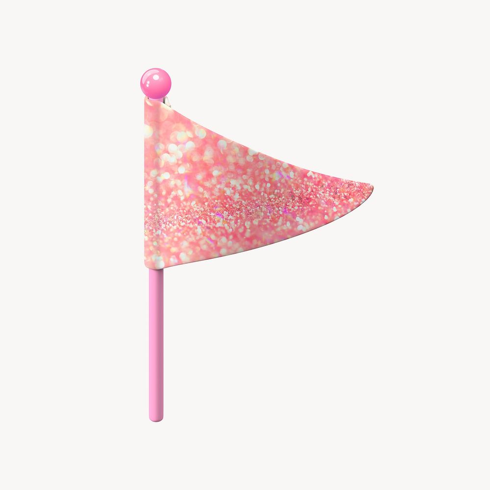 Pink flag, 3d design resource Free Photo Illustration rawpixel