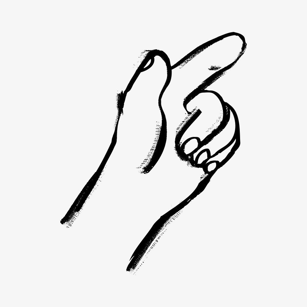 Hand pointing finger gesture doodle illustration vector