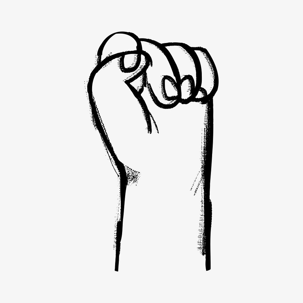 Raised fist revolution symbol doodle illustration vector