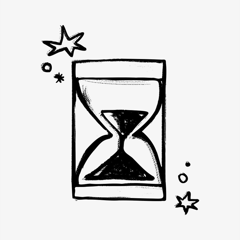 Sparkling hourglass doodle illustration vector