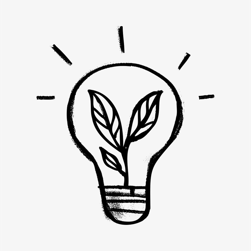 Light bulb sprout doodle illustration vector