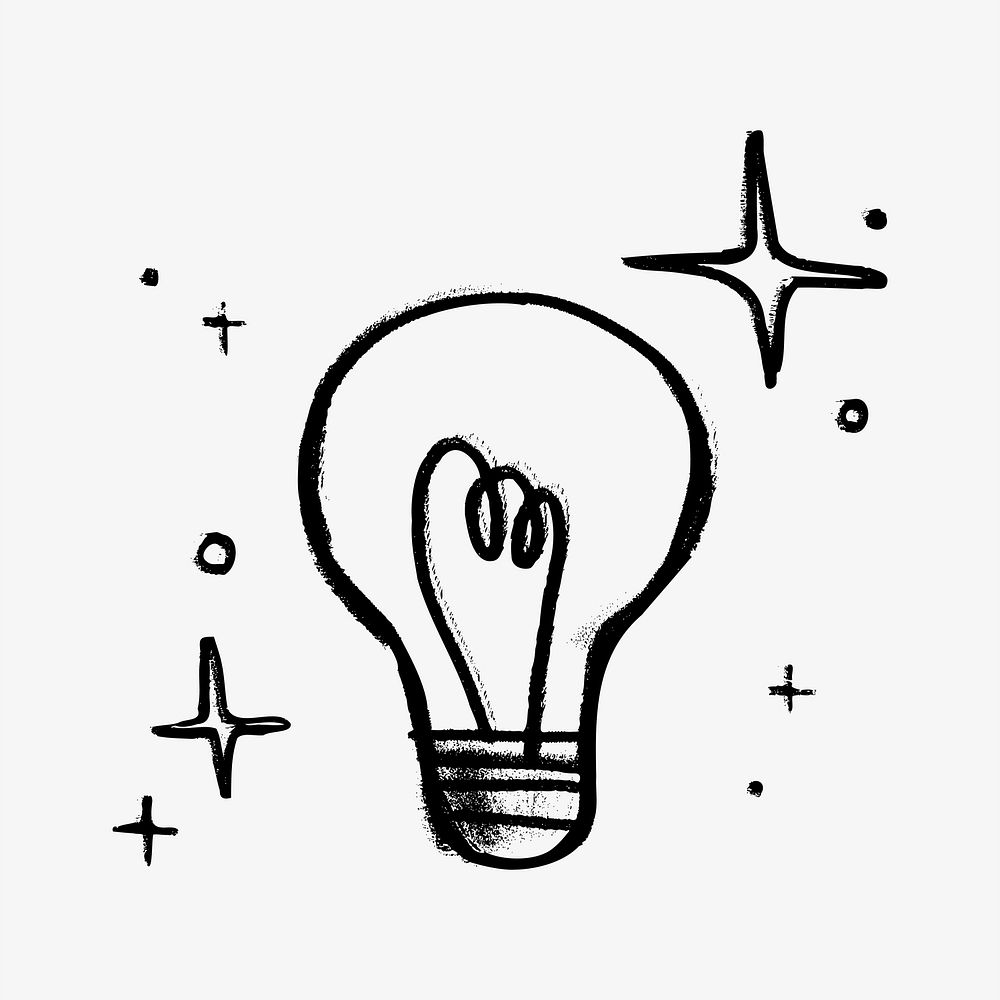 Sparkling light bulb doodle illustration vector