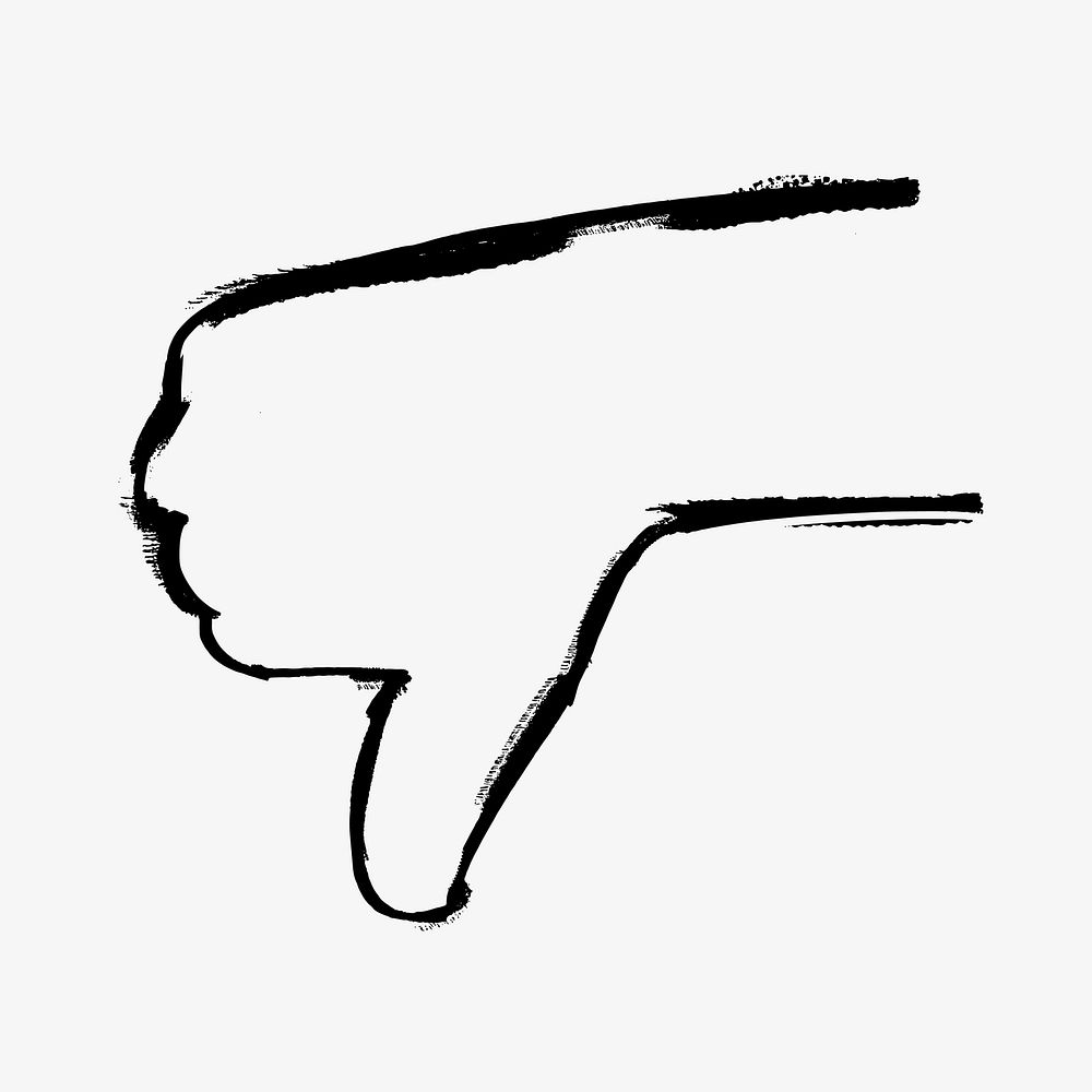 Thumbs down disagreeing gesture doodle illustration vector