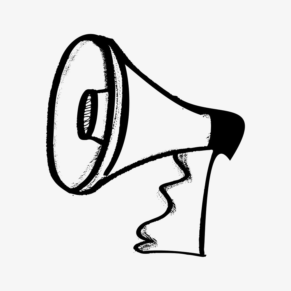 Megaphone, digital marketing doodle illustration vector