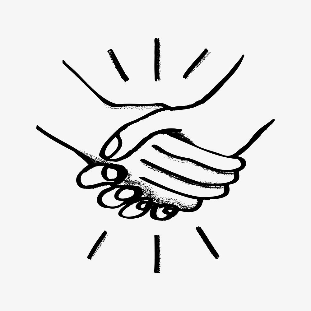Handshake business agreement doodle illustration vector