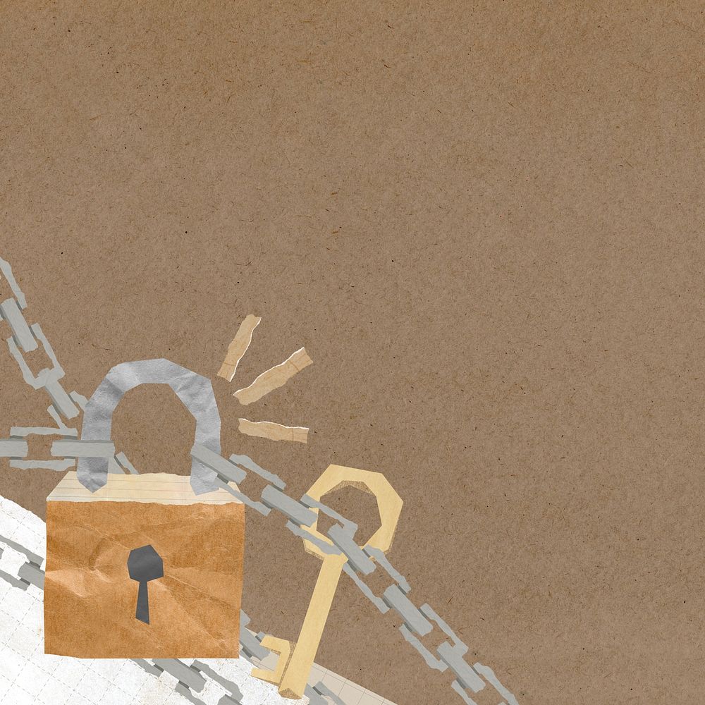 Lock and key background, paper textured design