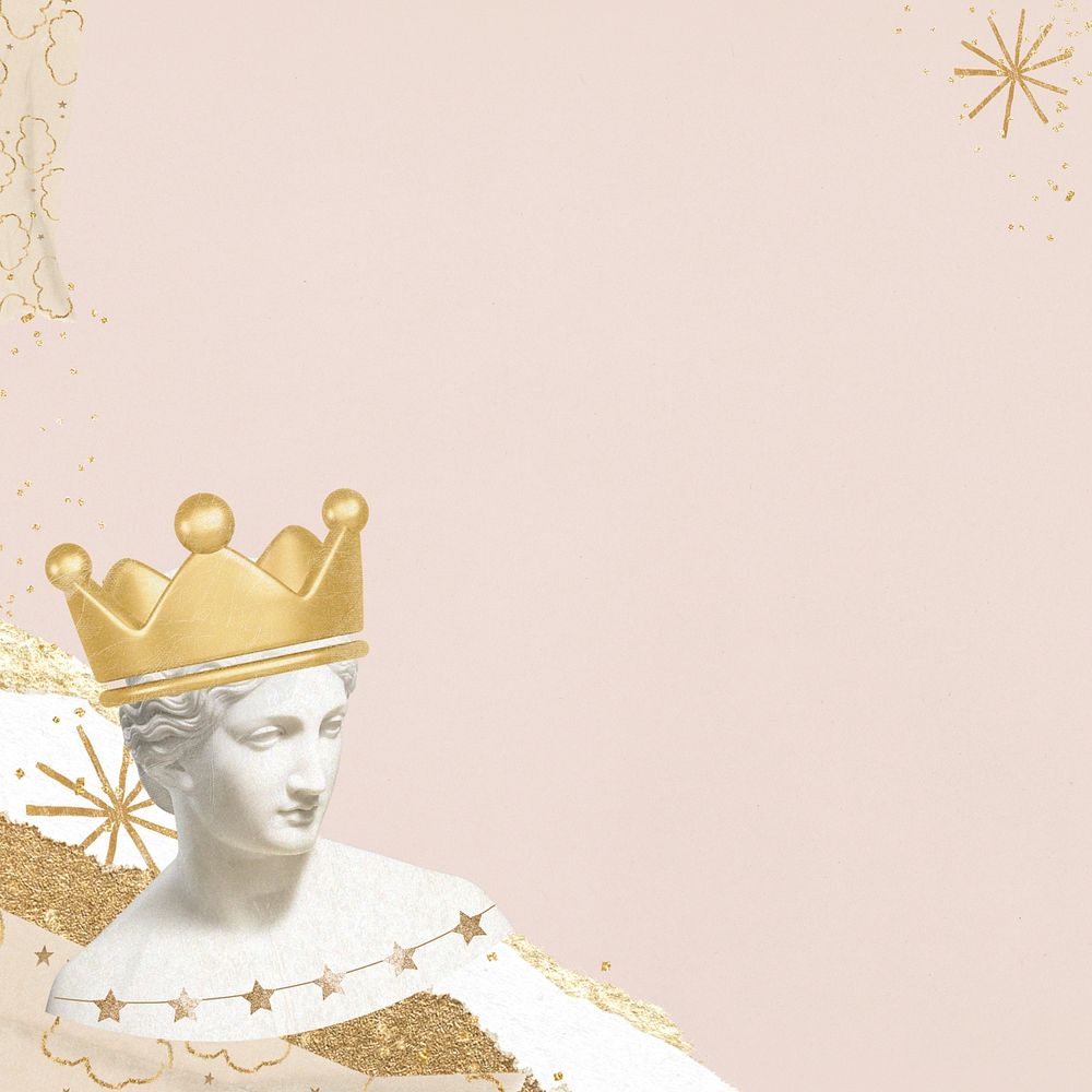 Pink paper textured background, Queen statue border