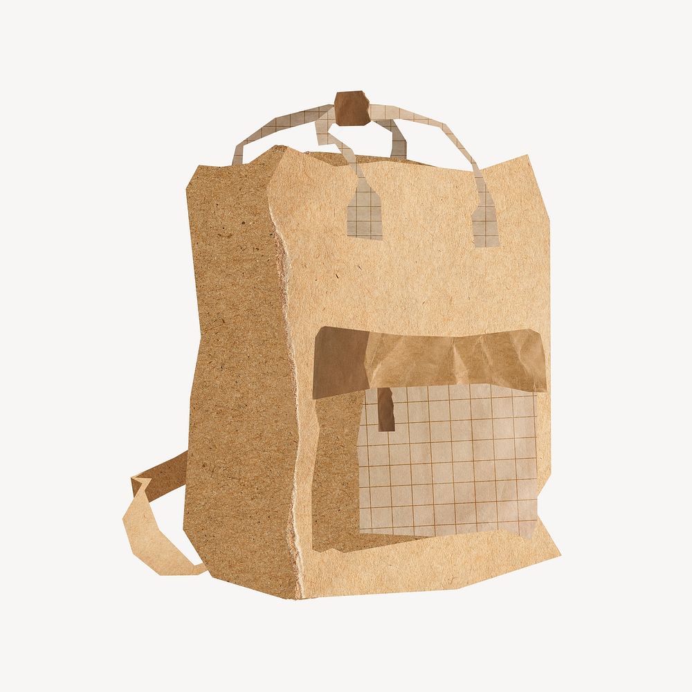 Brown backpack, paper craft element