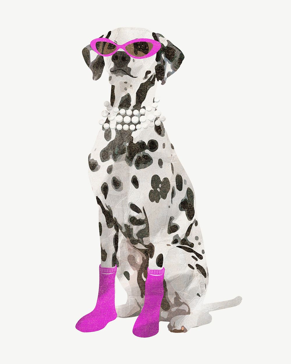 Fashionable Dalmatian dog, pet animal collage element psd