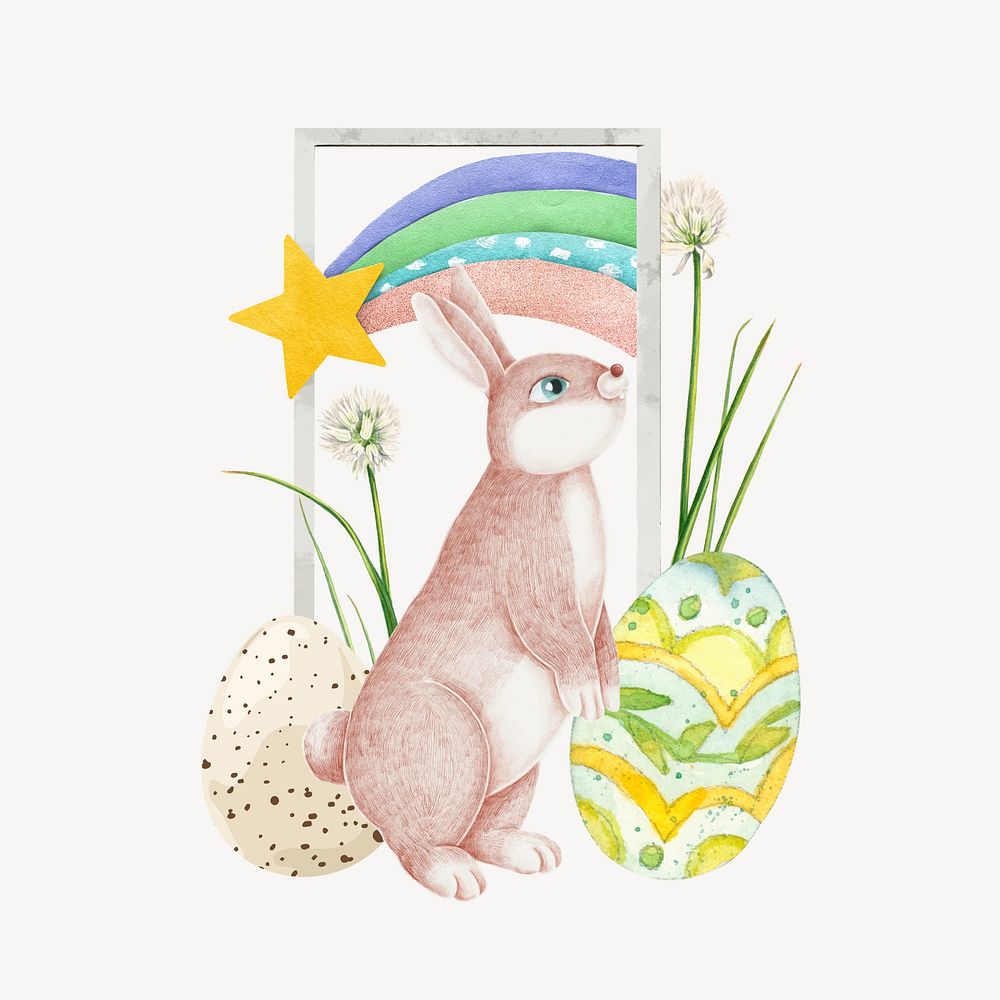 Easter bunny and eggs, creative remix