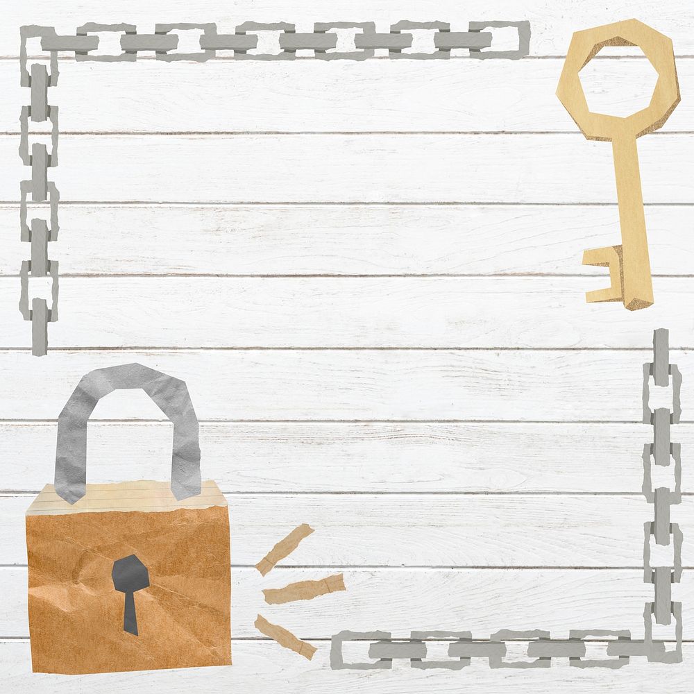 Lock and key background, wooden textured design