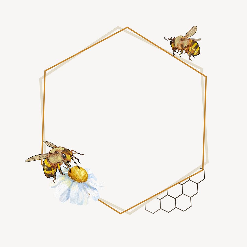 Bees hexagon frame, creative remix