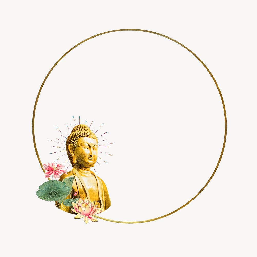 Buddha statue circle frame, creative remix