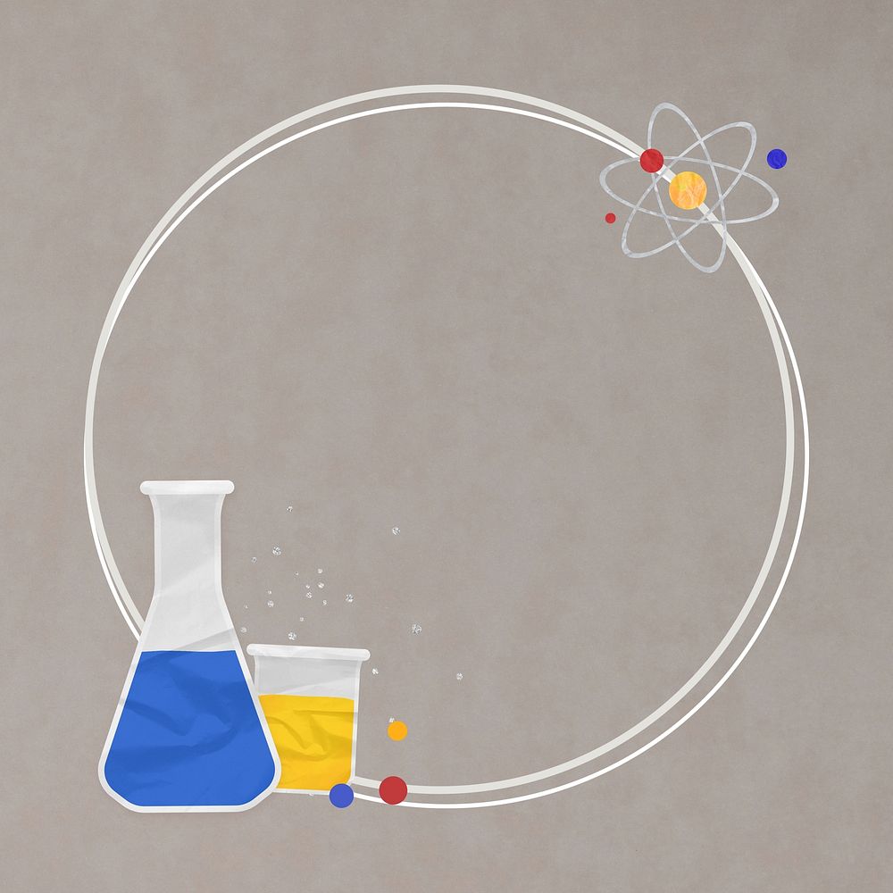Science experiment circle frame background