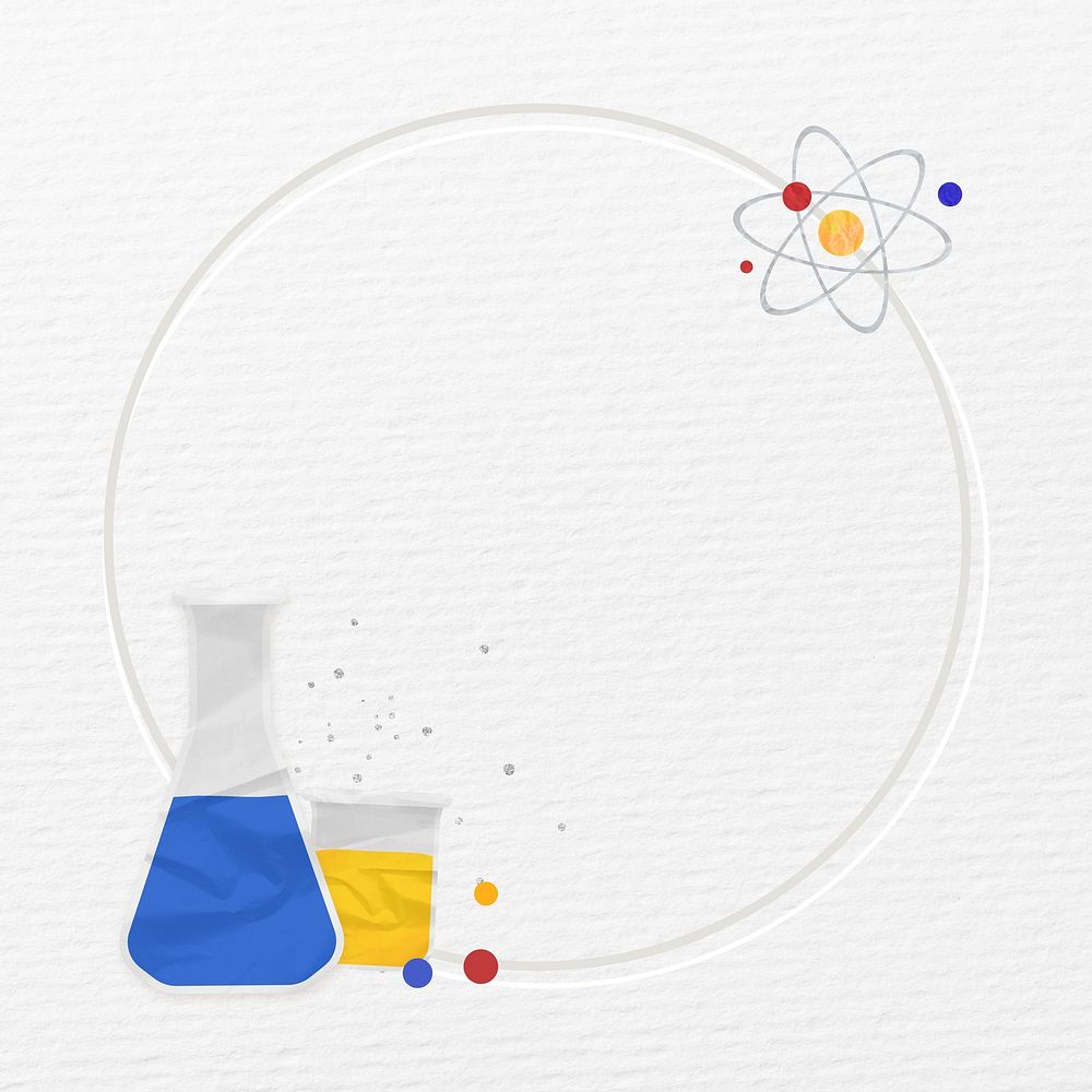 Science experiment circle frame background