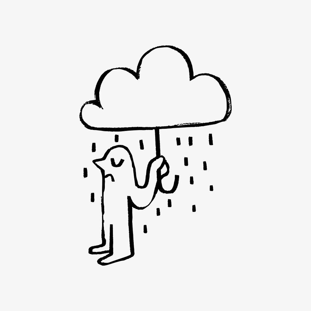 Uncertainty rainy day doodle illustration vector
