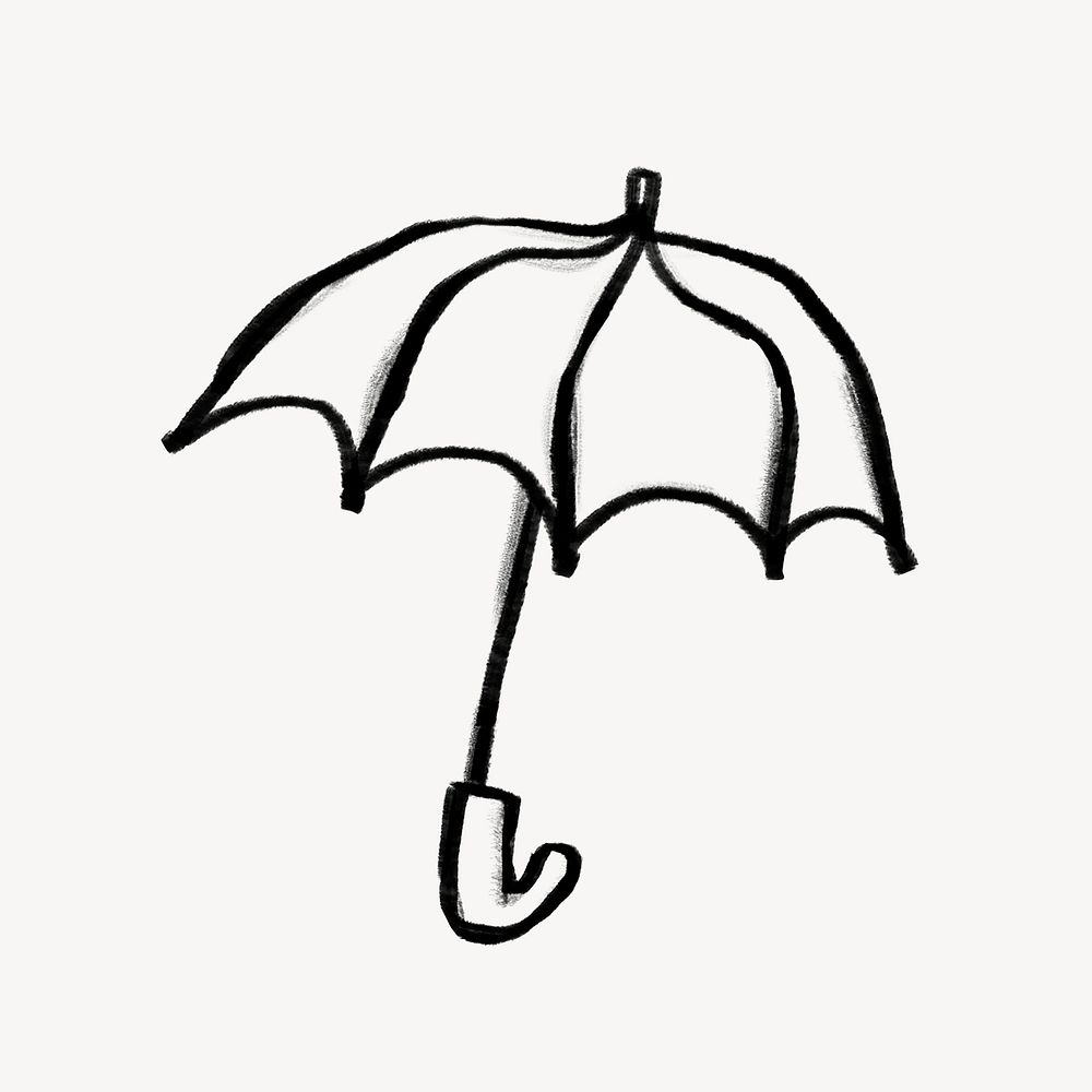 Umbrella doodle collage element psd