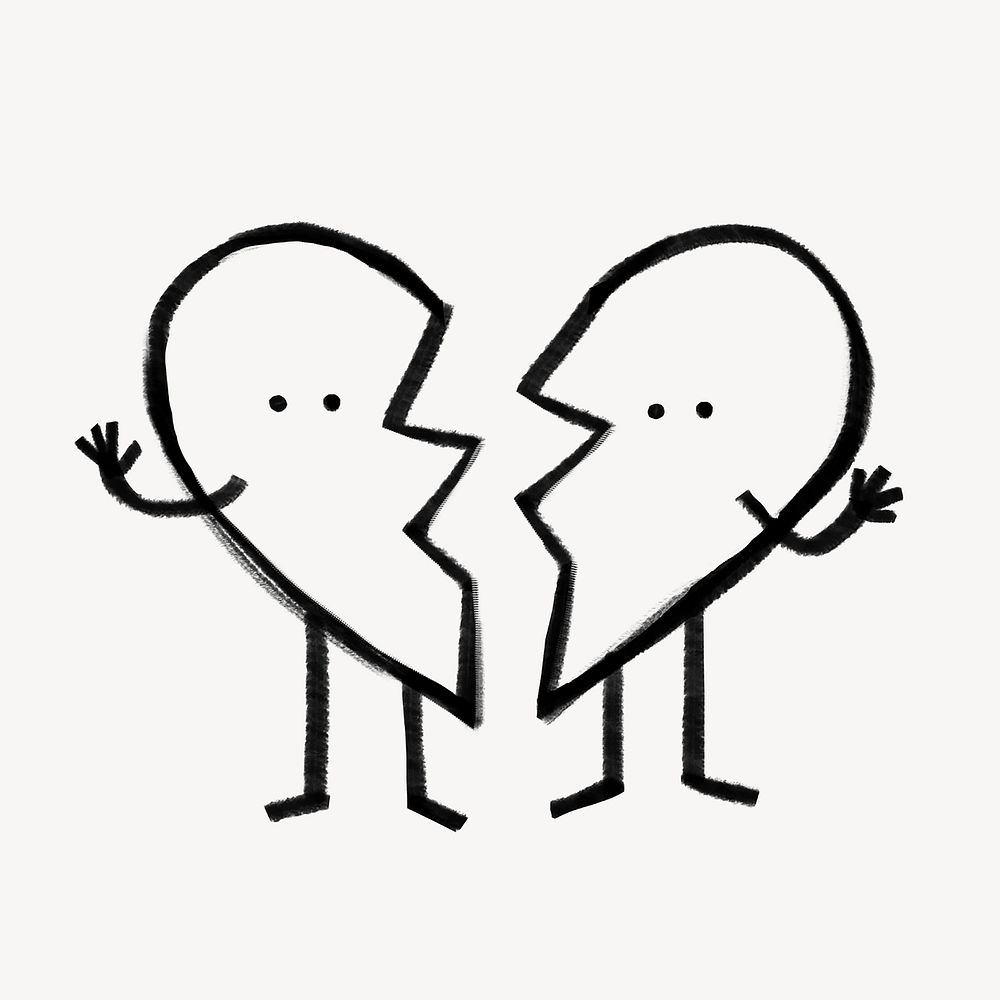 Heart broken doodle illustration design