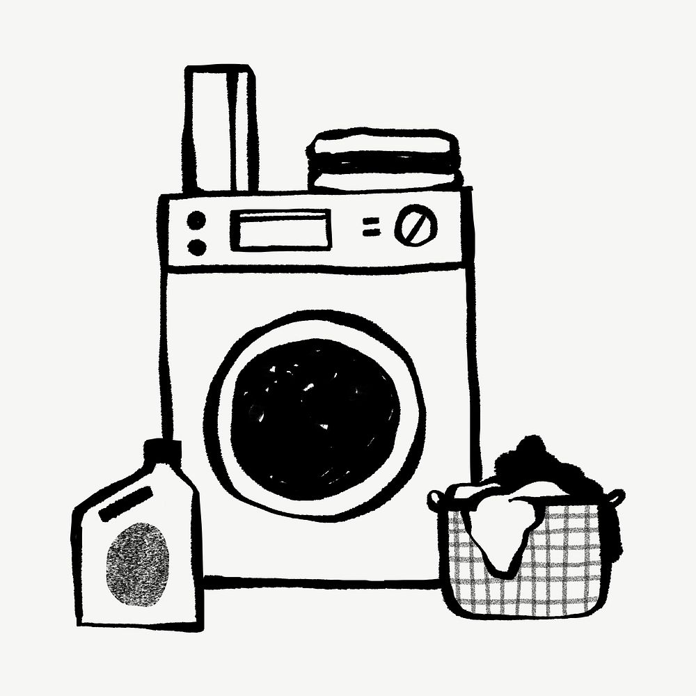 Do laundry doodle collage element psd