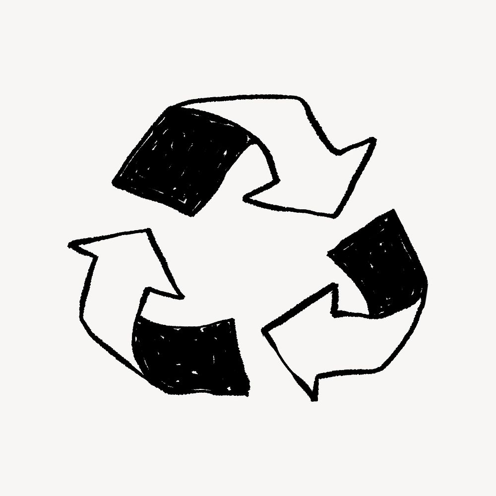 Recycle sign doodle illustration design