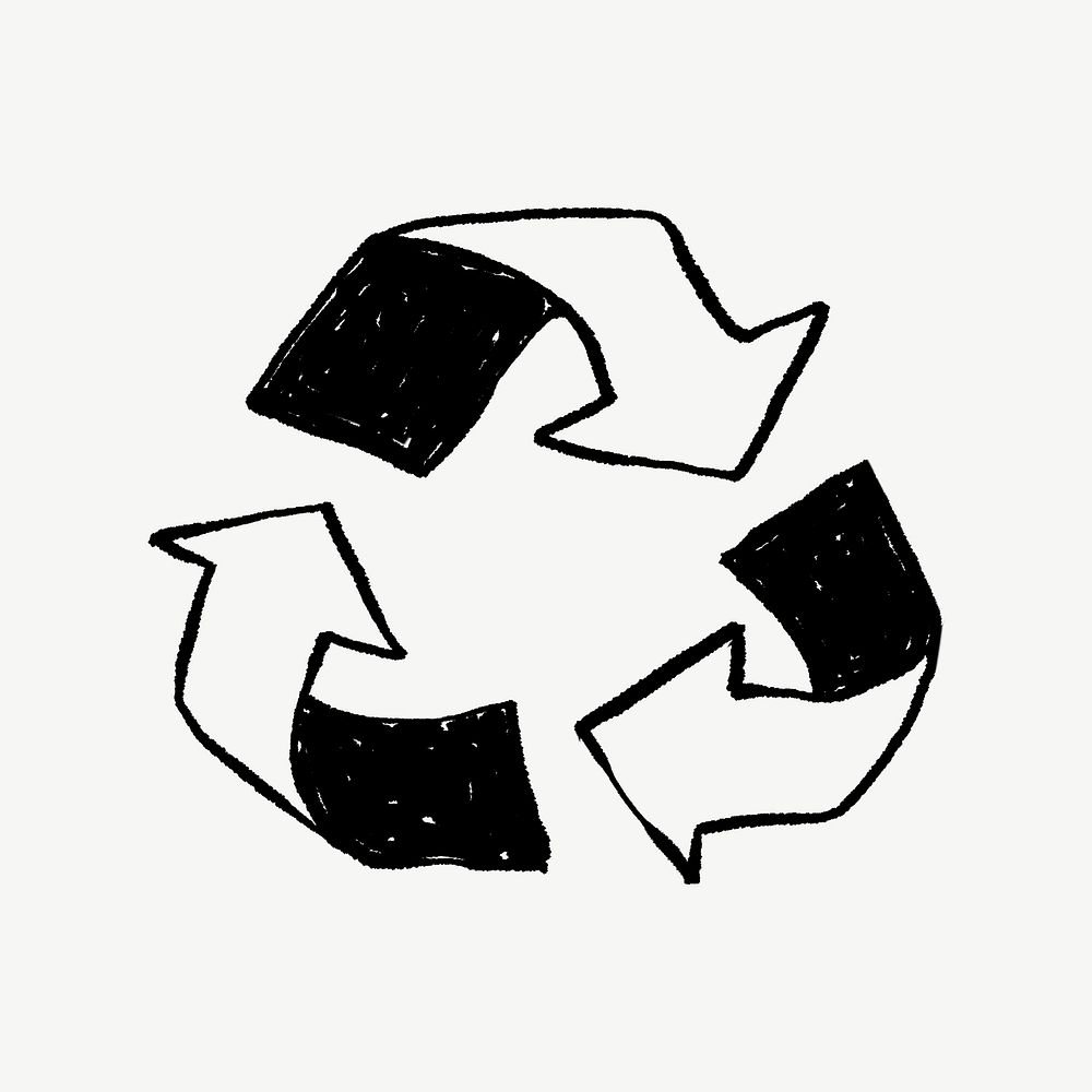 Recycle sign doodle collage element psd