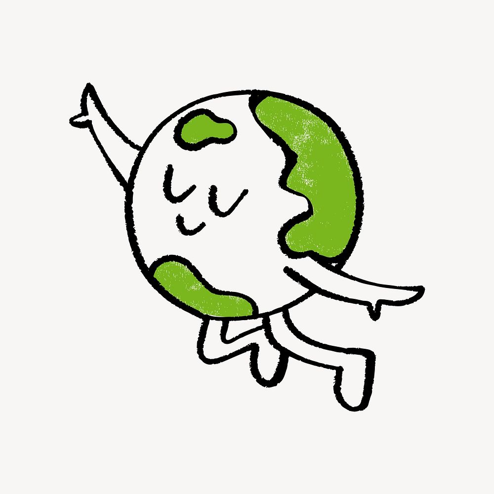 Happy green world doodle illustration vector