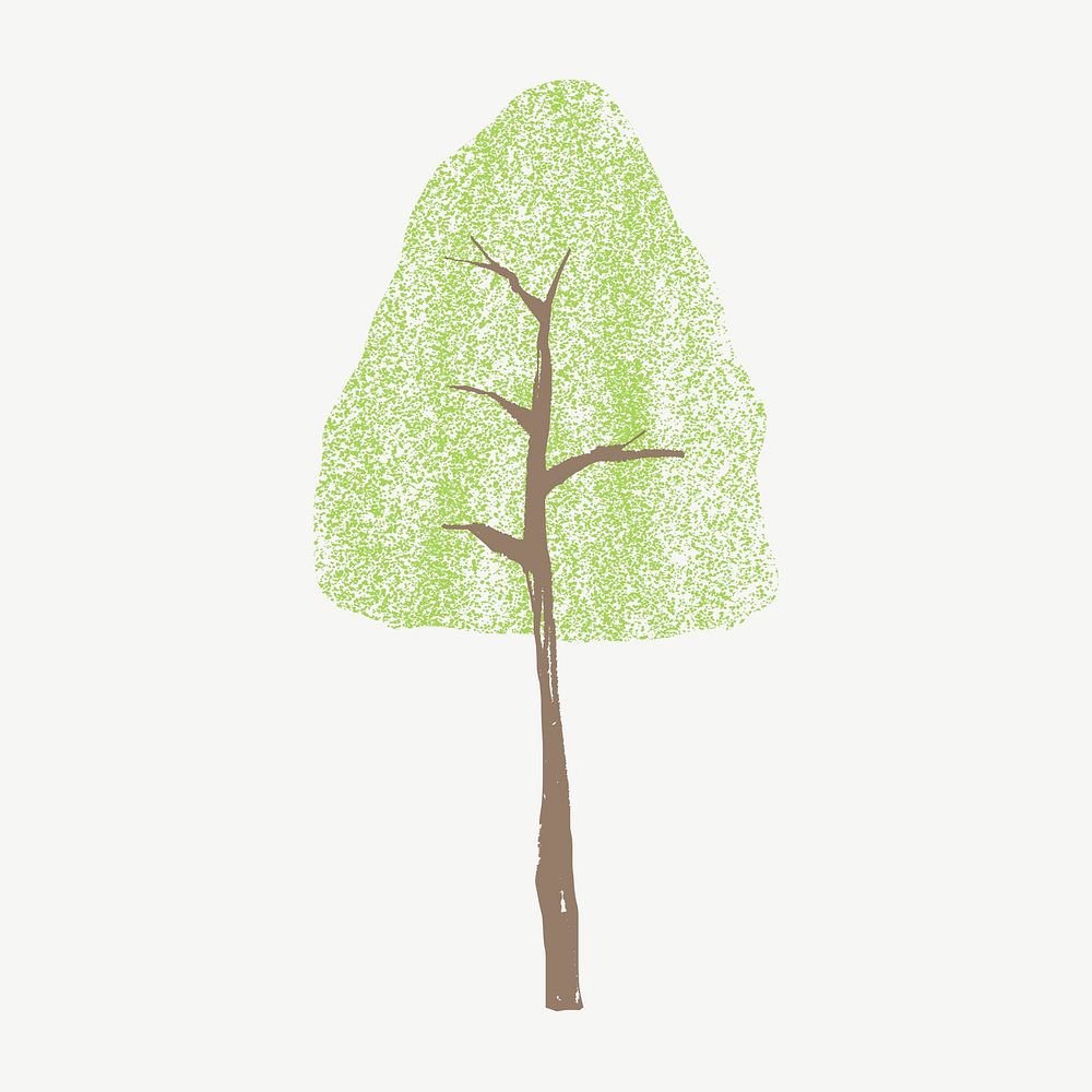 Pine green tree doodle collage element psd