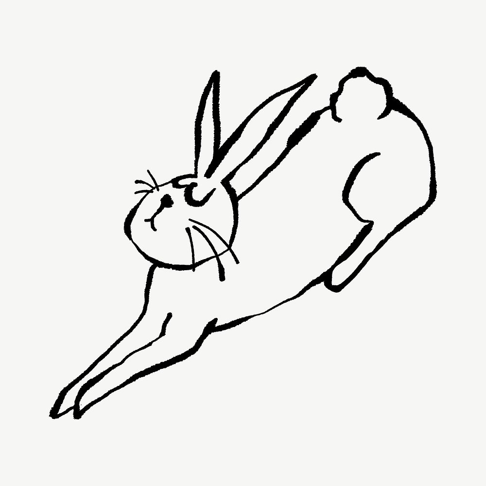 Hare doodle collage element psd