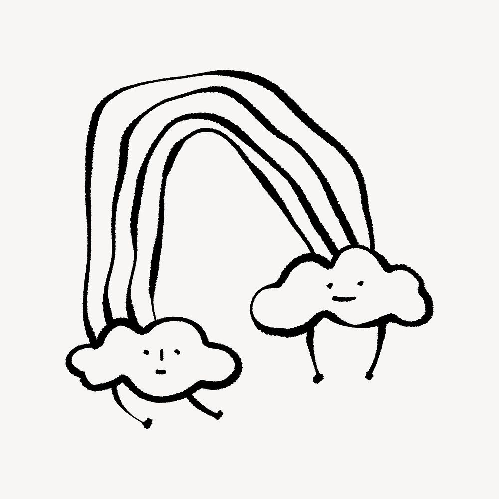 Rainbow clouds doodle illustration design