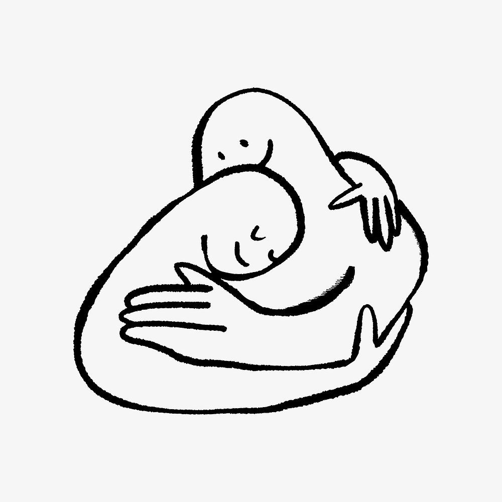 Love hug doodle illustration vector | Free Vector - rawpixel