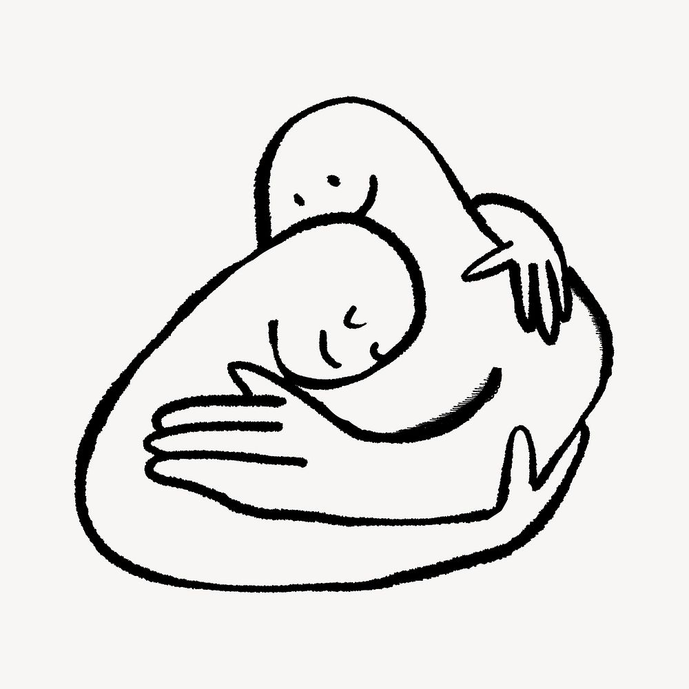 Love hug doodle illustration design