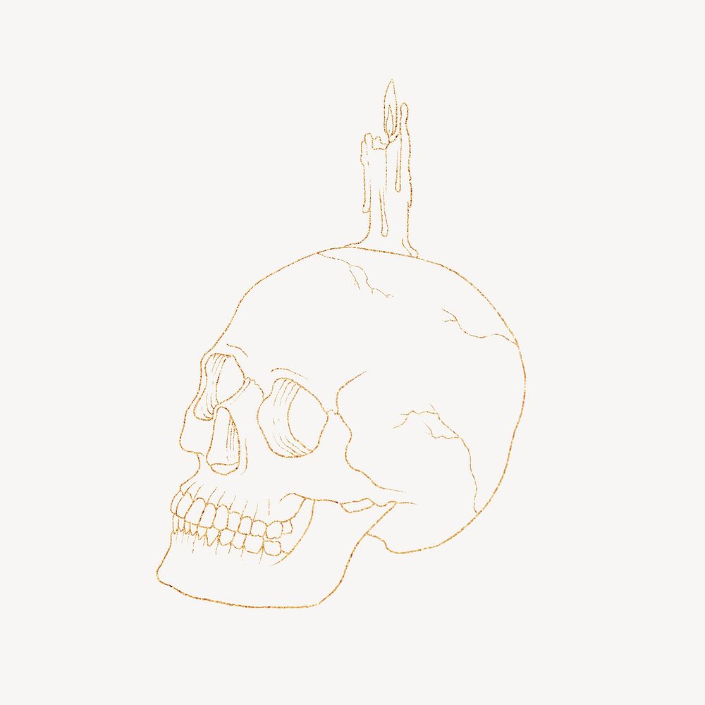 Golden skull, spiritual illustration, design resource