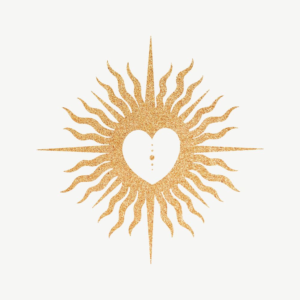 Heart sun, spiritual illustration psd