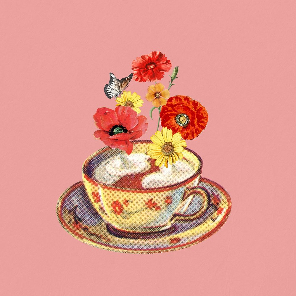 Afternoon floral tea collage remix