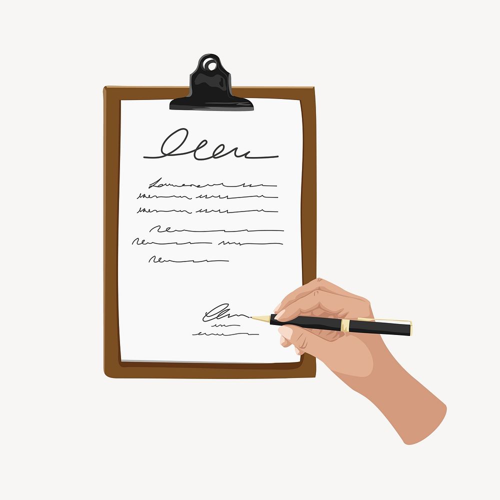Contract signing, aesthetic illustration, design resource