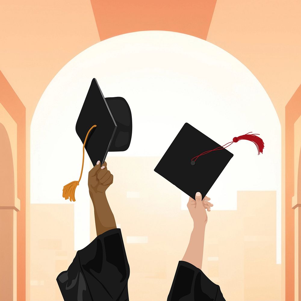 Education graduation, aesthetic illustration, design resource