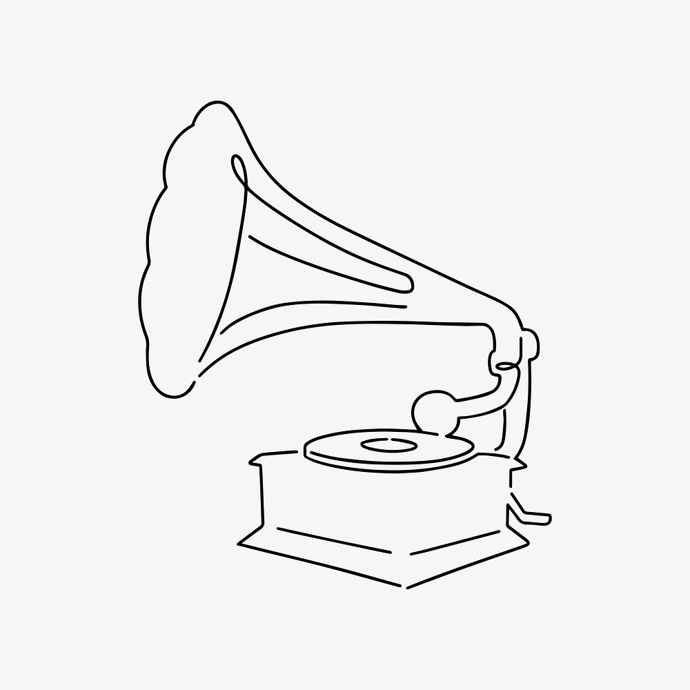 Vintage gramophone, minimal line art | Free Photo Illustration - rawpixel