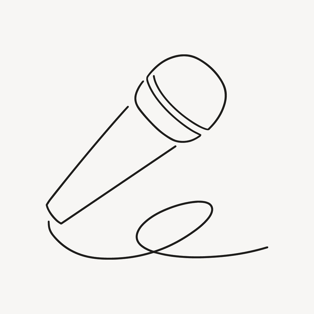 Microphone, minimal line art illustration vector