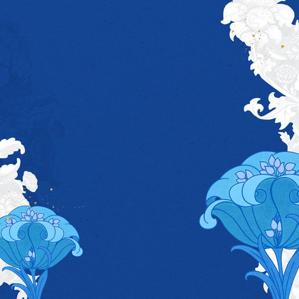 Art nouveau flower background, blue vintage ornament illustration. Remixed by rawpixel.