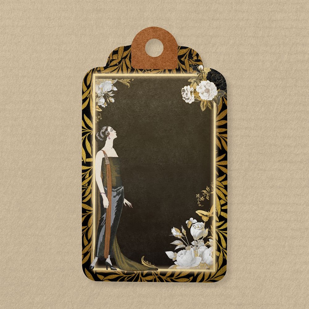 Vintage clothing tag, inspired by George Barbier's famous artwork. Remixed by rawpixel.
