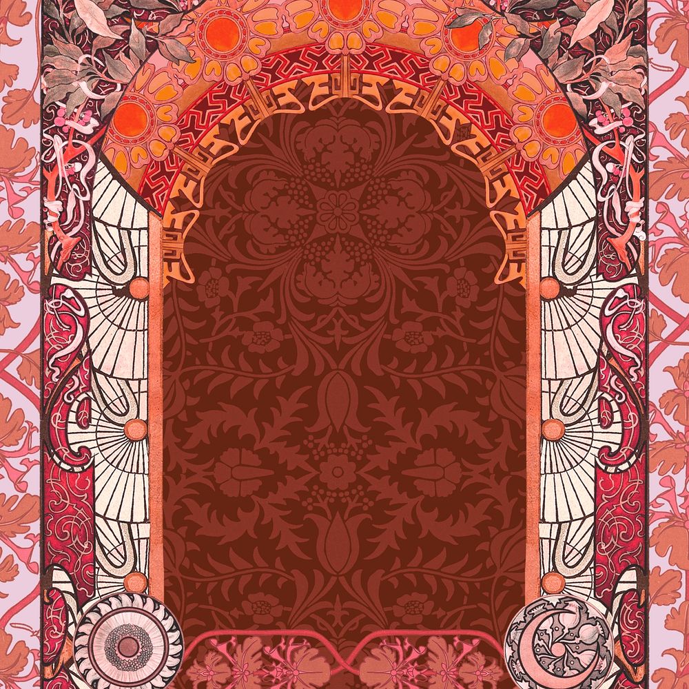 Floral art nouveau frame background, vintage botanical illustration. Remixed by rawpixel.